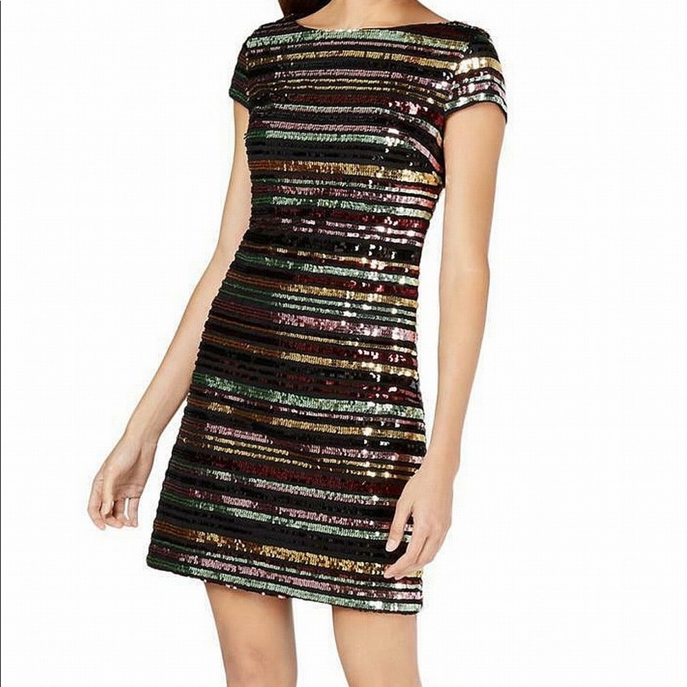 Vince Camuto mini multi-colored sequin cocktail dress NWT size 8